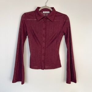 Princess Polly When You Sleep Long Sleeve Top in Wine. Size: US 2